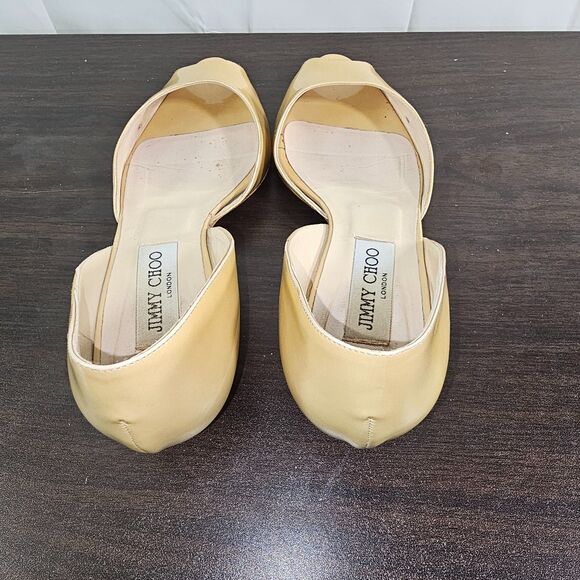 Jimmy Choo Peakaboo Gold Patent Leather Pumps Kitten Heels Womens Size 38 Work - Picture 11 of 12